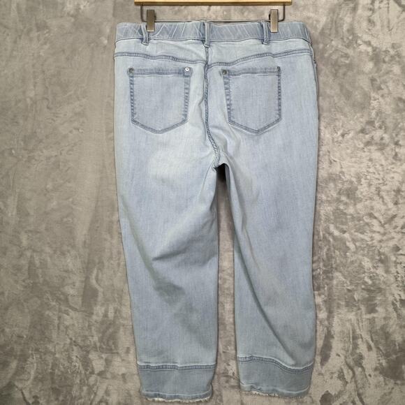 J Jill Jeans Women 16 Authentic Fit Cropped Stretch Raw Hem Denim Light Blue - Picture 2 of 12